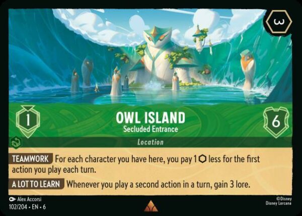 DISNEY LORCANA SINGLE CARDS: AZURITE SEA #283: Owl Island (Rare 102/204: NM) DISNEY LORCANA SINGLE CARDS: AZURITE SEA #283: Owl Island (Rare 102/204: NM)