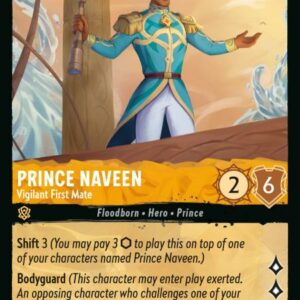 DISNEY LORCANA SINGLE CARDS: AZURITE SEA #306: Prince Naveen – Vigilant First Mate (Uncommon Foil 9/204: NM