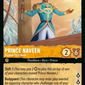 DISNEY LORCANA SINGLE CARDS: AZURITE SEA #307: Prince Naveen – Vigilant First Mate (Uncommon 9/204: NM)