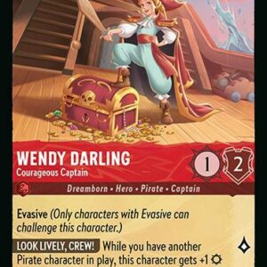 DISNEY LORCANA SINGLE CARDS: AZURITE SEA #407: Wendy Darling – Courageous Captain (Rare 108/204: NM) DISNEY LORCANA SINGLE CARDS: AZURITE SEA #407: Wendy Darling – Courageous Captain (Rare 108/204: NM)