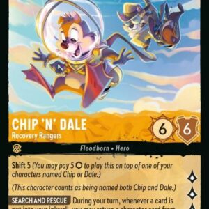 DISNEY LORCANA SINGLE CARDS: AZURITE SEA #56: Chip ‘N’ Dale – Recovery Rangers (Rare 14/204: NM)