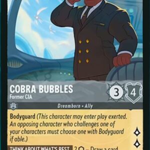 DISNEY LORCANA SINGLE CARDS: AZURITE SEA #58: Cobra Bubbles – Former CIA (Rare 188/204: NM)