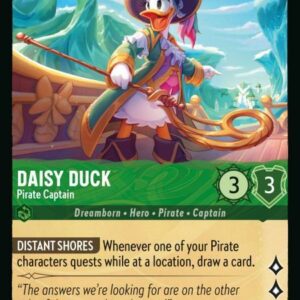 DISNEY LORCANA SINGLE CARDS: AZURITE SEA #61: Daisy Duck – Pirate Captain (Super Rare 81/204: NM)
