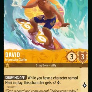 DISNEY LORCANA SINGLE CARDS: AZURITE SEA #66: David – Impressive Surfer (Uncommon Foil 8/204: NM)