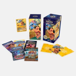 DISNEY LORCANA ACCESSORIES #23: Lilo Gift Box: Glimmer foil, 5 pks set 2-6, Box, 3 dividers