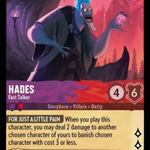 DISNEY LORCANA SINGLE CARDS: ARCHAZIA’S ISLAND #132: Hades – Fast Talker (Rare Foil 52/204: NM)