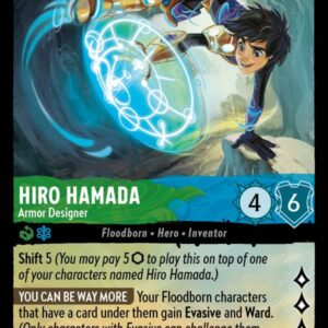 DISNEY LORCANA SINGLE CARDS: ARCHAZIA’S ISLAND #142: Hiro Hamada – Armor Designer (Super Rare 96/204: NM)