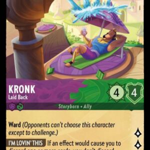 DISNEY LORCANA SINGLE CARDS: ARCHAZIA’S ISLAND #188: Kronk – Laid Back (Rare Foil 63/204: NM) DISNEY LORCANA SINGLE CARDS: ARCHAZIA’S ISLAND #188: Kronk – Laid Back (Rare Foil 63/204: NM)