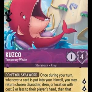 DISNEY LORCANA SINGLE CARDS: ARCHAZIA’S ISLAND #192: Kuzco – Temporary Whale (Rare Foil 45/204: NM)
