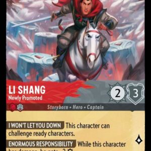 DISNEY LORCANA SINGLE CARDS: ARCHAZIA’S ISLAND #201: Li Shang – Newly Promoted (Uncommon 133/204: NM)