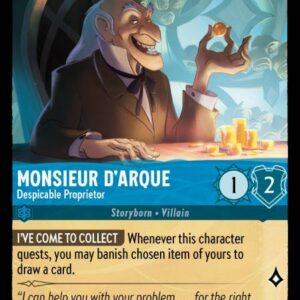 DISNEY LORCANA SINGLE CARDS: ARCHAZIA’S ISLAND #250: Monsieur D’Arque – Despicable Proprietor (Common 157/204: NM