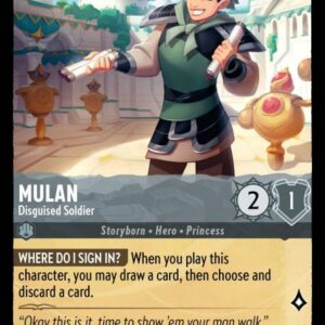 DISNEY LORCANA SINGLE CARDS: ARCHAZIA’S ISLAND #260: Mulan – Disguised Soldier (Common 193/204: NM) DISNEY LORCANA SINGLE CARDS: ARCHAZIA’S ISLAND #260: Mulan – Disguised Soldier (Common 193/204: NM)