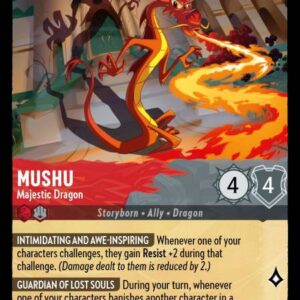 DISNEY LORCANA SINGLE CARDS: ARCHAZIA’S ISLAND #264: Mushu – Majestic Dragon (Rare 137/204: NM)