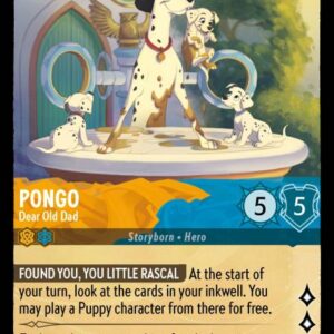 DISNEY LORCANA SINGLE CARDS: ARCHAZIA’S ISLAND #296: Pongo – Dear Old Dad (Super Rare 29/204: NM)