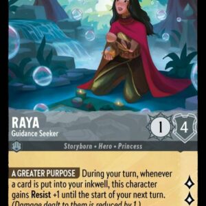 DISNEY LORCANA SINGLE CARDS: ARCHAZIA’S ISLAND #307: Raya – Guidance Seeker (Rare 186/204: NM)