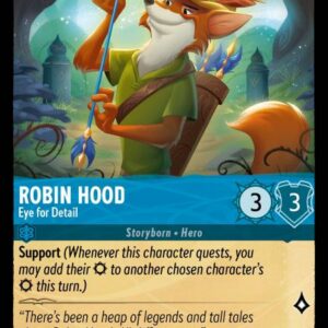 DISNEY LORCANA SINGLE CARDS: ARCHAZIA’S ISLAND #320: Robin Hood – Eye for Detail (Common 170/204: NM)