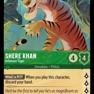 DISNEY LORCANA SINGLE CARDS: ARCHAZIA’S ISLAND #330: Shere Khan – Infamous Tiger (Rare 92/204: NM)