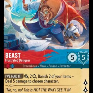DISNEY LORCANA SINGLE CARDS: ARCHAZIA’S ISLAND #37: Beast – Frustrated Designer (Rare 136/204: NM)