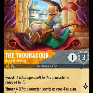 DISNEY LORCANA SINGLE CARDS: ARCHAZIA’S ISLAND #378: The Troubadour – Musical Narrator (Uncommon 11/204: NM) DISNEY LORCANA SINGLE CARDS: ARCHAZIA’S ISLAND #378: The Troubadour – Musical Narrator (Uncommon 11/204: NM)