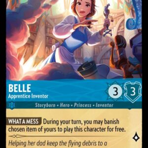 DISNEY LORCANA SINGLE CARDS: ARCHAZIA’S ISLAND #39: Belle – Apprentice Inventor (Common 159/204: NM)