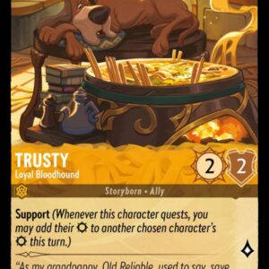 DISNEY LORCANA SINGLE CARDS: ARCHAZIA’S ISLAND #402: Trusty – Loyal Bloodhound (Common Foil 6/204: NM)