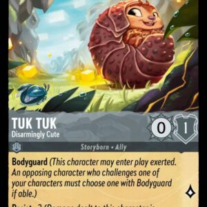 DISNEY LORCANA SINGLE CARDS: ARCHAZIA’S ISLAND #404: Tuk Tuk – Disarmingly Cute (Rare Foil 187/204: NM) DISNEY LORCANA SINGLE CARDS: ARCHAZIA’S ISLAND #404: Tuk Tuk – Disarmingly Cute (Rare Foil 187/204: NM)