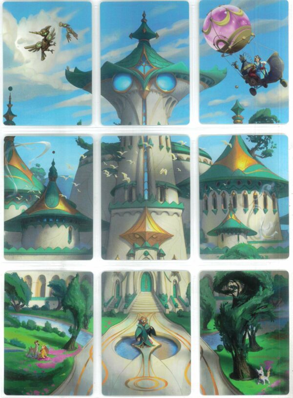 DISNEY LORCANA SINGLE CARDS: ARCHAZIA’S ISLAND #447: Lore Card/Puzzle Piece Set (9 cards) Owl’s Castle (Common 2_