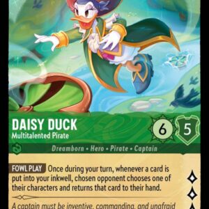 DISNEY LORCANA SINGLE CARDS: ARCHAZIA’S ISLAND #75: Daisy Duck – Multitalented Pirate (Rare 108/204: NM)