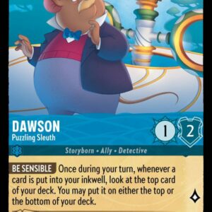DISNEY LORCANA SINGLE CARDS: ARCHAZIA’S ISLAND #77: Dawson – Puzzling Sleuth (Rare 161/204: NM)