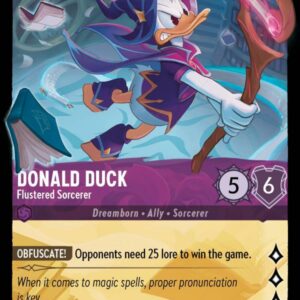 DISNEY LORCANA SINGLE CARDS: ARCHAZIA’S ISLAND #89: Donald Duck – Flustered Sorcerer (Legendary 73/204: NM)