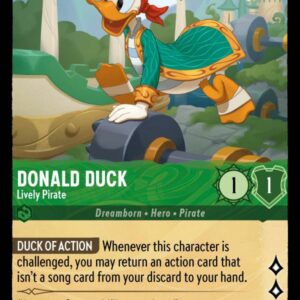 DISNEY LORCANA SINGLE CARDS: ARCHAZIA’S ISLAND #91: Donald Duck – Lively Pirate (Rare 98/204: NM)