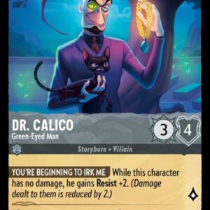 DISNEY LORCANA SINGLE CARDS: ARCHAZIA’S ISLAND #95: Dr. Calico – Green-Eyed Man (Common 181/204: NM)