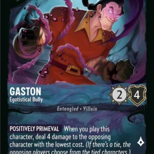 DISNEY LORCANA SINGLE CARDS: ILLUMINEER’S QUEST DT #11: Gaston – Egotistical Bully (Fixed 5/31: NM)