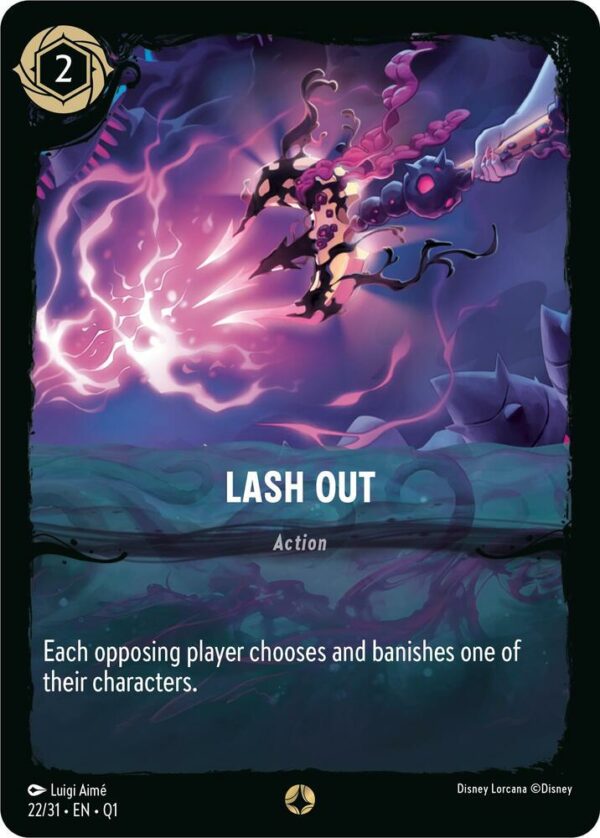 DISNEY LORCANA SINGLE CARDS: ILLUMINEER’S QUEST DT #19: Lash Out (Fixed 22/31: NM)