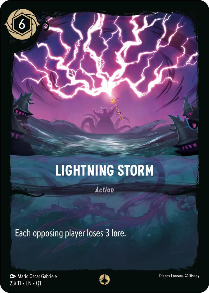 DISNEY LORCANA SINGLE CARDS: ILLUMINEER’S QUEST DT #20: Lightning Storm (Fixed 23/31: NM) DISNEY LORCANA SINGLE CARDS: ILLUMINEER’S QUEST DT #20: Lightning Storm (Fixed 23/31: NM)