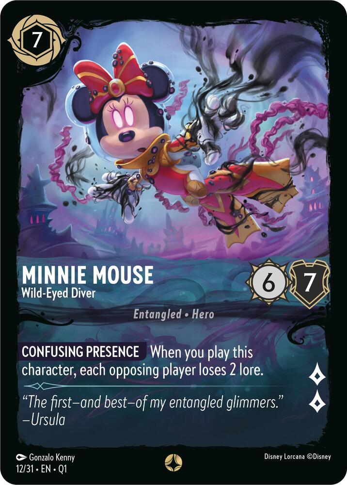 DISNEY LORCANA SINGLE CARDS: ILLUMINEER’S QUEST DT #23: Minnie Mouse – Wild-Eyed Diver (Fixed 12/31: NM) DISNEY LORCANA SINGLE CARDS: ILLUMINEER’S QUEST DT #23: Minnie Mouse – Wild-Eyed Diver (Fixed 12/31: NM)