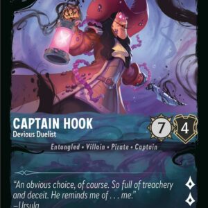 DISNEY LORCANA SINGLE CARDS: ILLUMINEER’S QUEST DT #5: Captain Hook – Devious Duelist (Fixed 3/31: NM) DISNEY LORCANA SINGLE CARDS: ILLUMINEER’S QUEST DT #5: Captain Hook – Devious Duelist (Fixed 3/31: NM)