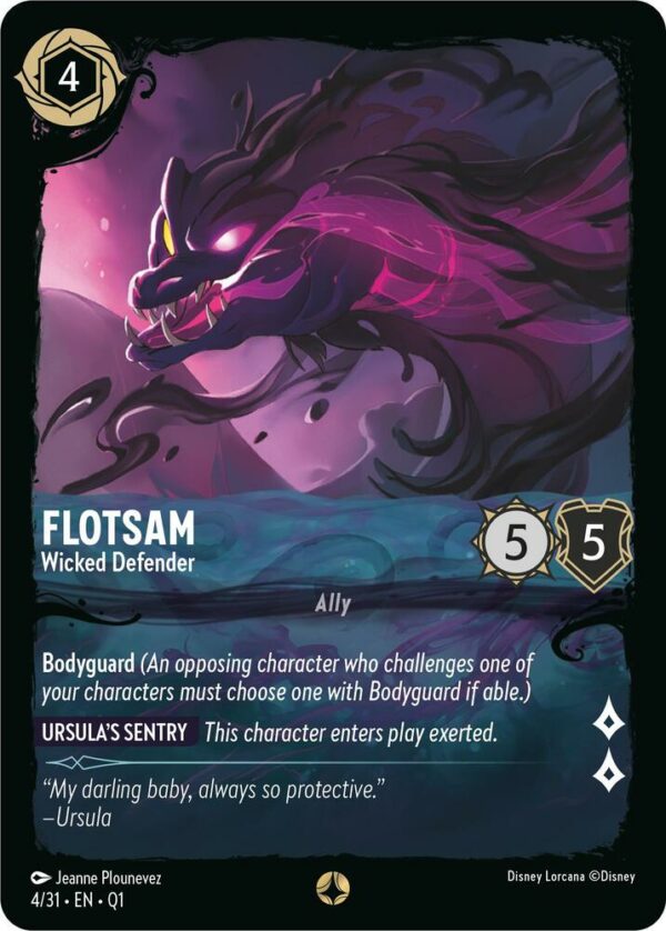 DISNEY LORCANA SINGLE CARDS: ILLUMINEER’S QUEST DT #9: Flotsam – Wicked Defender (Fixed 4/31: NM)