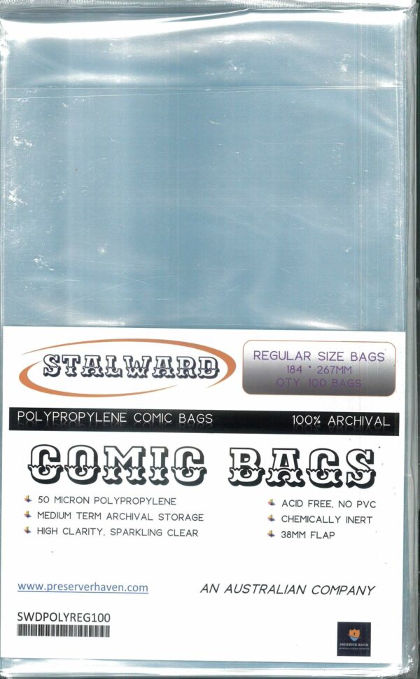 COMIC BAGS: STALLWARD #6: Regular Bags 100 pack (184x267mm)