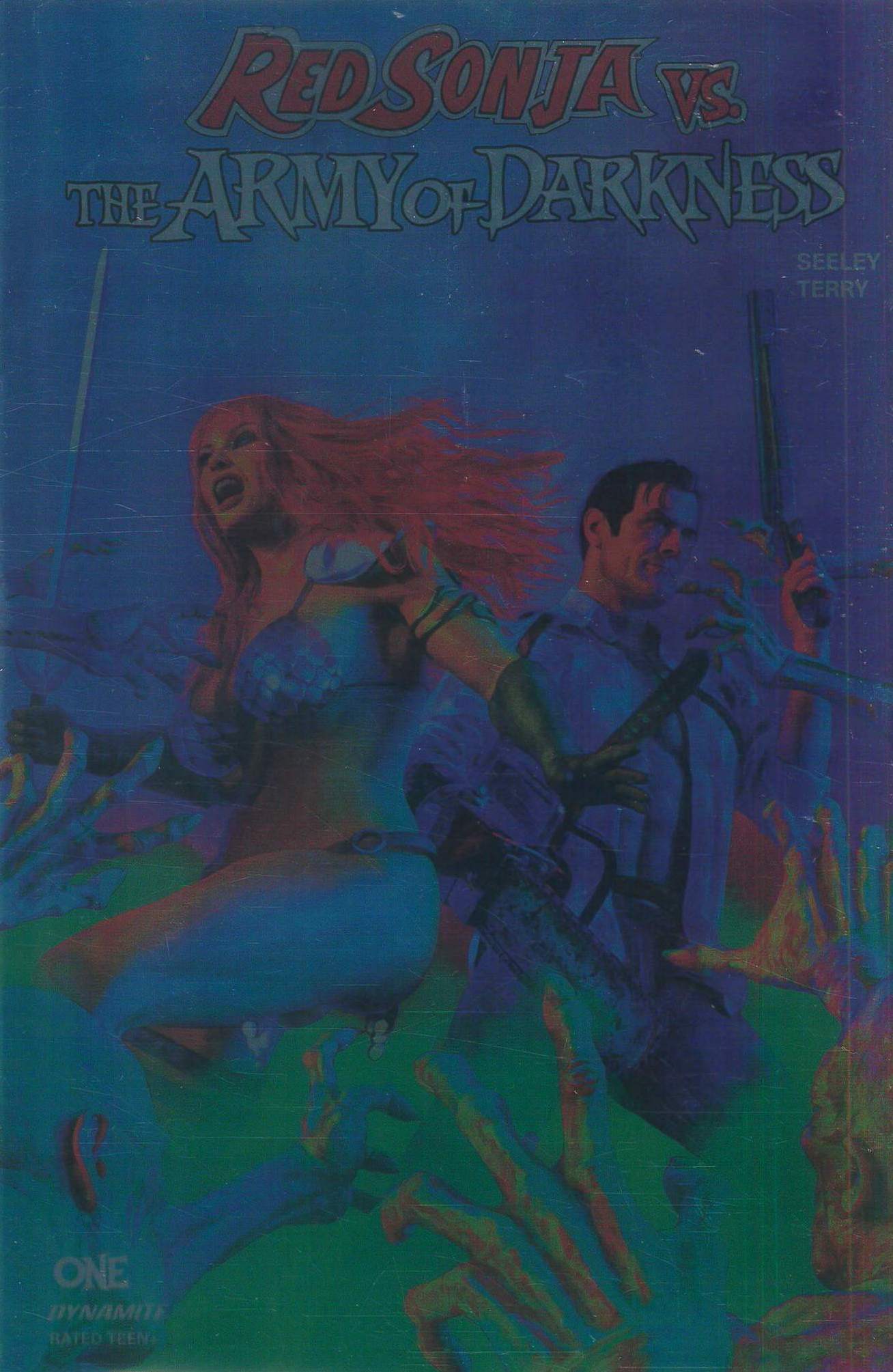 RED SONJA VS THE ARMY OF DARKNESS #1: Mark Spears Foil cover E RED SONJA VS THE ARMY OF DARKNESS #1: Mark Spears Foil cover E