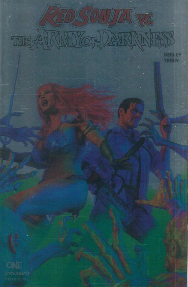 RED SONJA VS THE ARMY OF DARKNESS #1: Mark Spears Foil White Background cover S