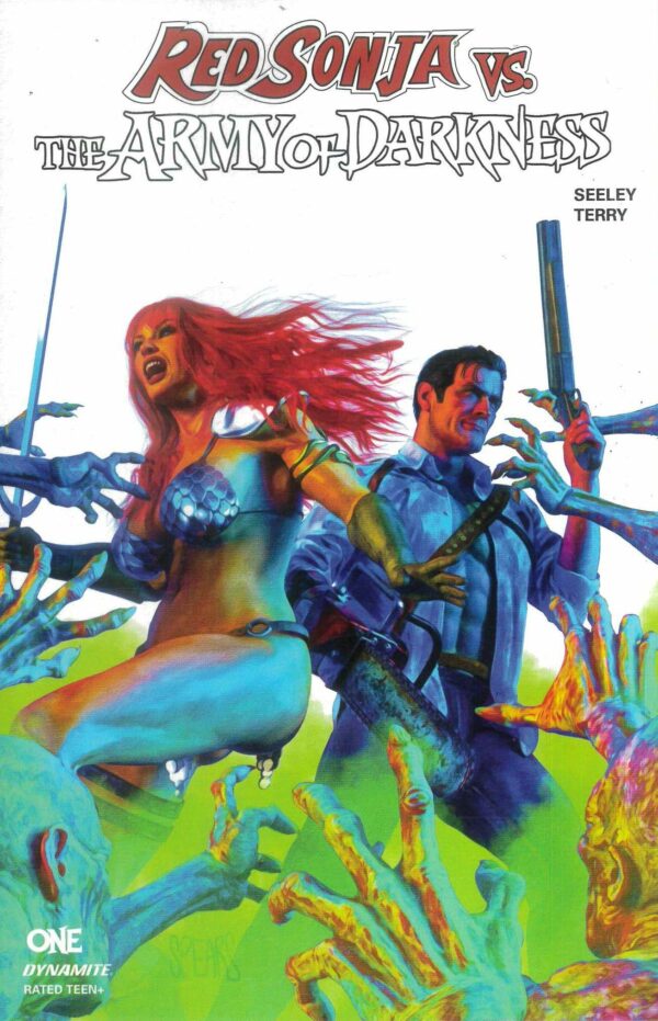 RED SONJA VS THE ARMY OF DARKNESS #1: Mark Spears White Background cover R