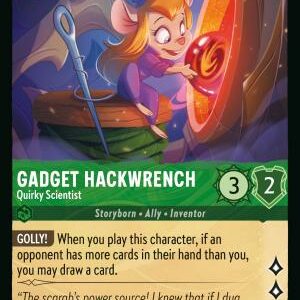 DISNEY LORCANA SINGLE CARDS: REIGN OF JAFAR #131: Gadget Hackwrench – Quirky Scientist (Rare 99/204: NM)