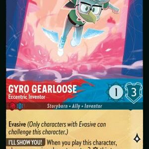 DISNEY LORCANA SINGLE CARDS: REIGN OF JAFAR #155: Gyro Gearloose – Eccentric Inventor (Rare Foil 123/204: NM)