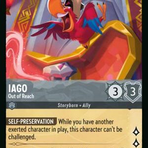 DISNEY LORCANA SINGLE CARDS: REIGN OF JAFAR #173: Iago – Out of Reach (Rare Foil 195/204: NM)