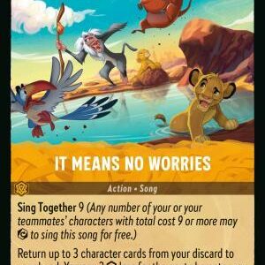 DISNEY LORCANA SINGLE CARDS: REIGN OF JAFAR #181: It Means No Worries (Rare Foil 42/204: NM)