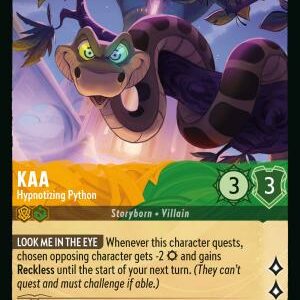 DISNEY LORCANA SINGLE CARDS: REIGN OF JAFAR #201: Kaa – Hypnotizing Python (Uncommon 21/204: NM) DISNEY LORCANA SINGLE CARDS: REIGN OF JAFAR #201: Kaa – Hypnotizing Python (Uncommon 21/204: NM)