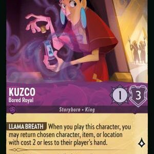 DISNEY LORCANA SINGLE CARDS: REIGN OF JAFAR #208: Kuzco – Bored Royal (Common Foil 53/204: NM)