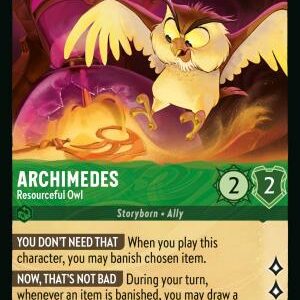 DISNEY LORCANA SINGLE CARDS: REIGN OF JAFAR #23: Archimedes – Resourceful Owl (Rare 113/204: NM)