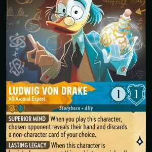DISNEY LORCANA SINGLE CARDS: REIGN OF JAFAR #235: Ludwig von Drake – All?Around Expert (Rare Foil 7/204: NM)